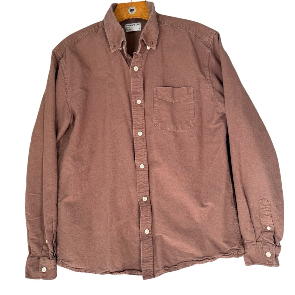 Frank & Oak Jasper Oxford Shirt 100% Organic Cotton Long Sleeve Brown M